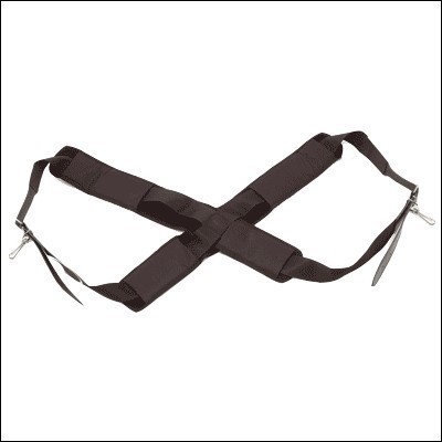 Adult-padded bass drum harness strap