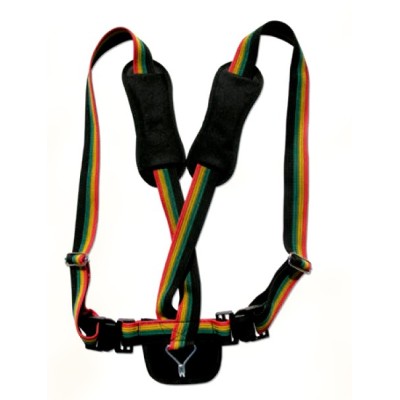 Shoulder strap with crossed shoulder pads and protector (strap for timba)