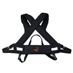 Harness strap with reinforcement and removable strap.