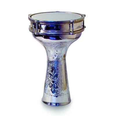 Darbuka turca aluminio grabado con sonajas 18,5cm