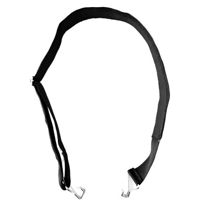 Adjustable black strap for batucada with two open hooks