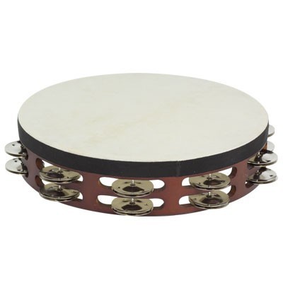 Tambourin double 25cm avec tête en noyer STF5065