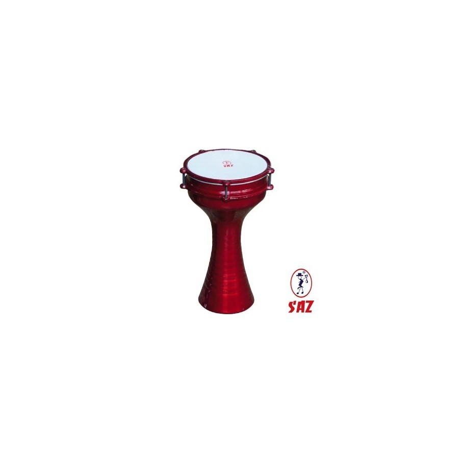 Turkish darbuka, red, with plates